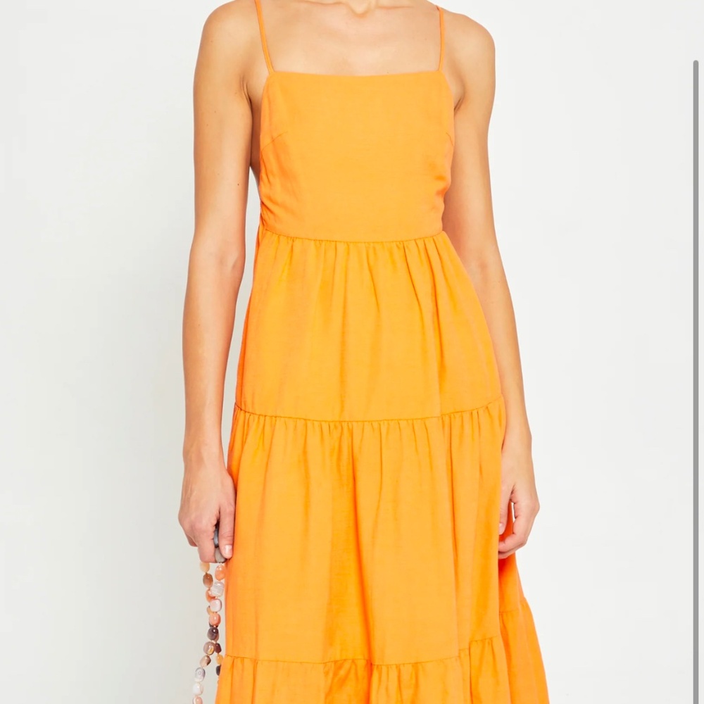 oPT coco dress, orange midi dress
